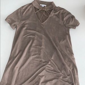 suede neutral colored dress